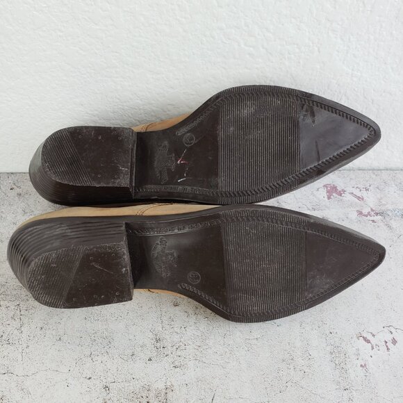 Vintage Dolcis Short Western Booties Tan Leather Pointed Toe size 8.5 - Picture 11 of 11